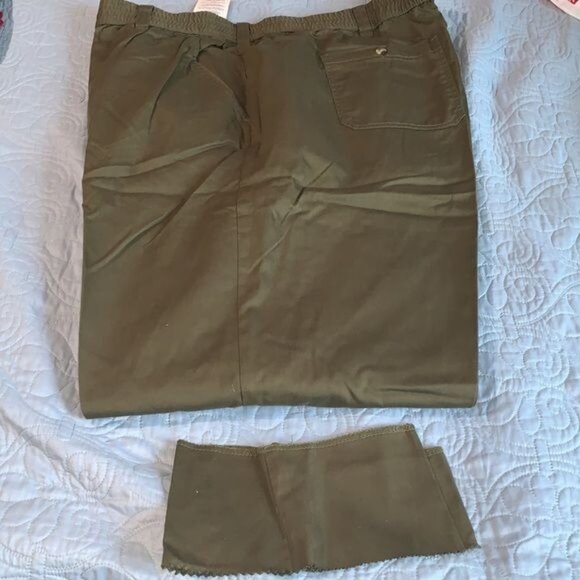 Mens King Size Green  Elastic Waist Pants NWT 100% Cotton Relaxed Fit - Picture 8 of 14